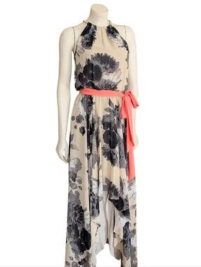 Eliza J | Dresses | Eliza J Black Velvet Maxi Dress Ruffle Detail Slit Feature Womens 6